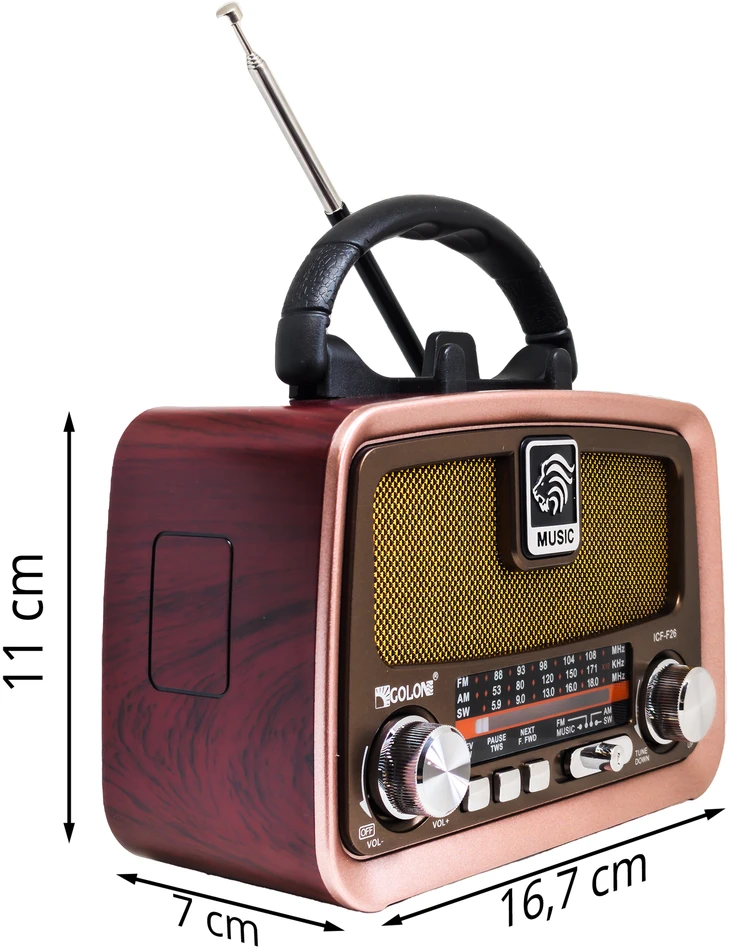 Przenośne Nešiojamasis virtuvės radijas su retro FM, Bluetooth, USB, SD