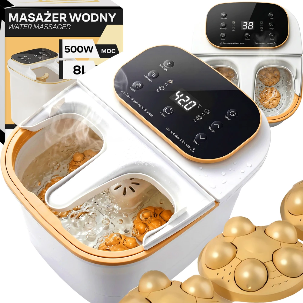 Masażer Masažuoklis Pėdų masažuoklis, vandens kojų hidromasažas, šildomos ritininės galvutės, LCD 500 W ER1111