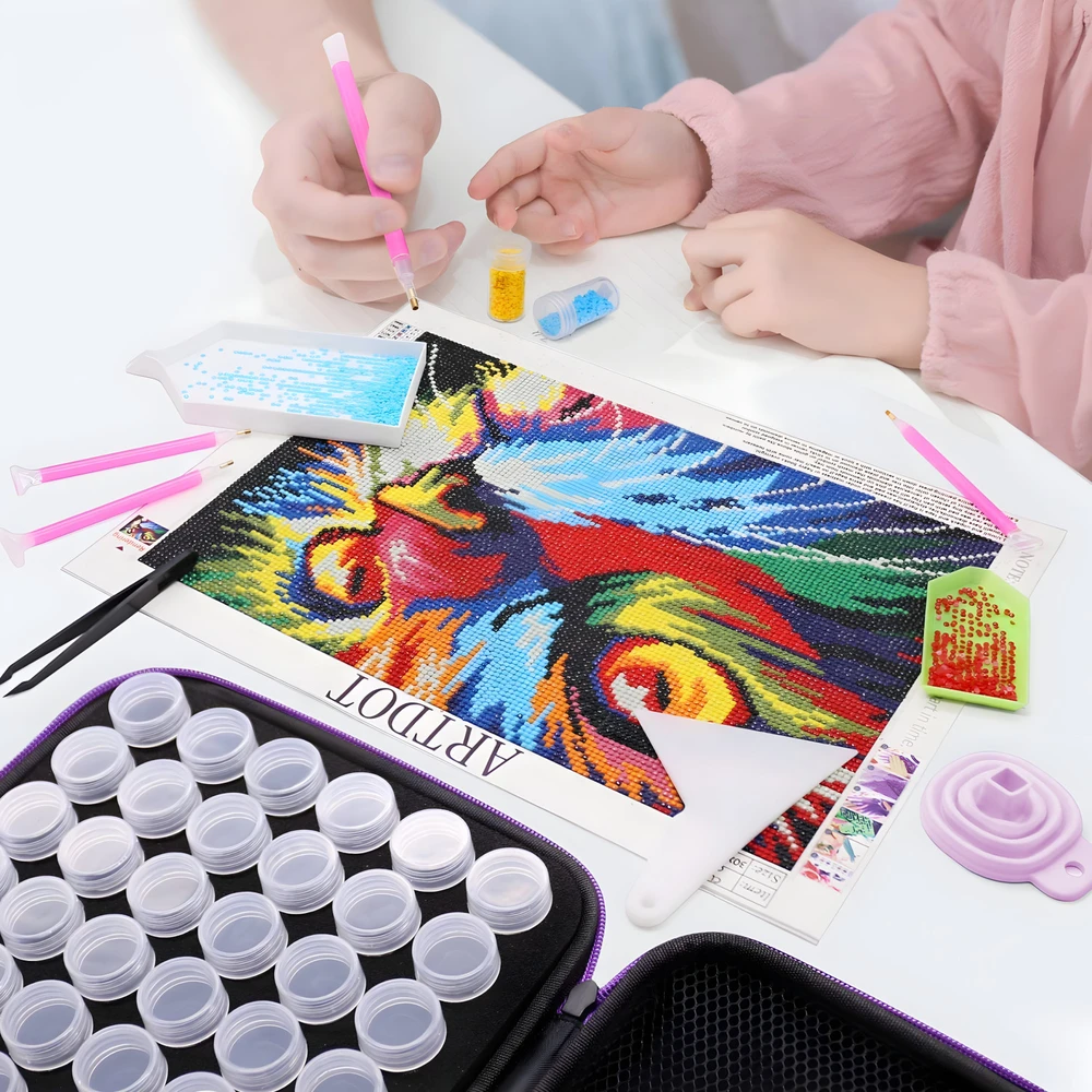 RTO Priedai do haftu diamentowego komplektas pudełko diamond painting su lagaminu