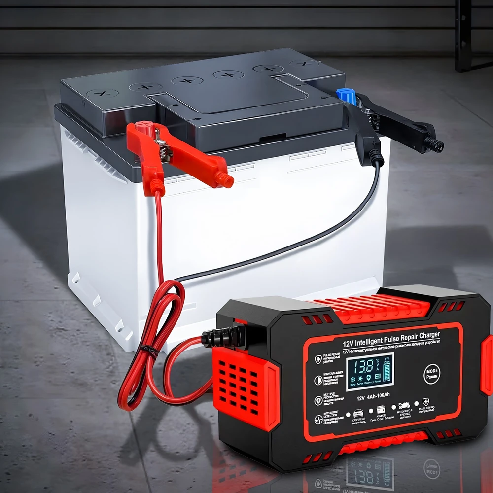 Prostownik, Automatinis automobilio akumuliatoriaus įkroviklis su remonto funkcija, išmanusis 12 V LCD ekranas - ER1084
