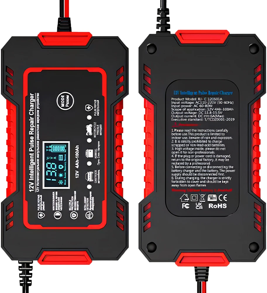 Prostownik, Automatinis automobilio akumuliatoriaus įkroviklis su remonto funkcija, išmanusis 12 V LCD ekranas - ER1084