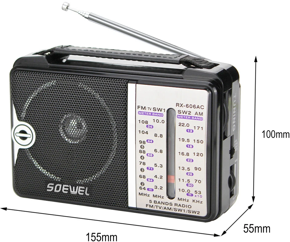 Retoo Radio Virtuvės radijas, maitinamas baterijomis, prijungtas prie tinklo, FM AM USB, nešiojamas, antena 230 V
