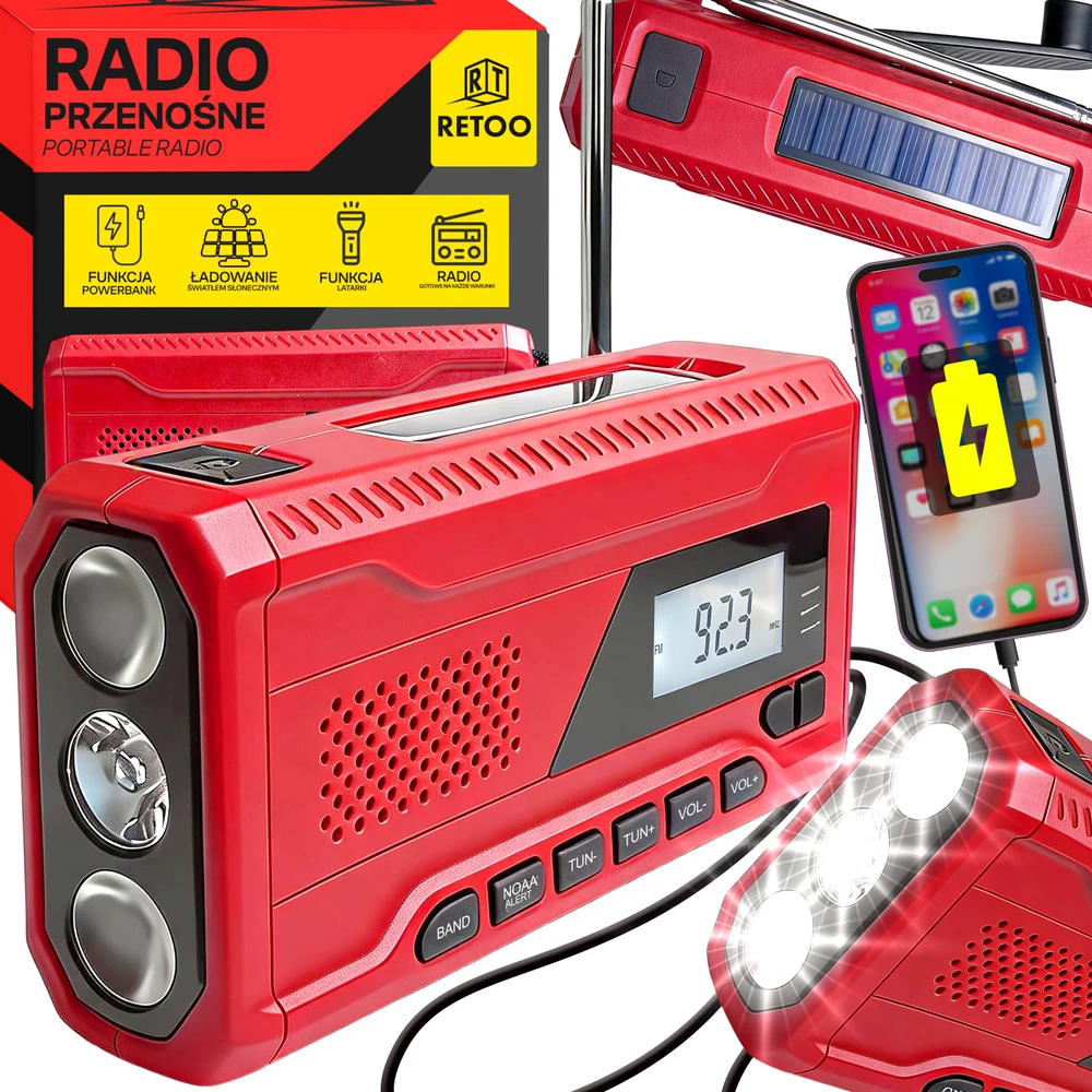 Extralink Radio Nešiojamasis radijo imtuvas su avariniu maitinimo bloku ir dinaminiu žibintuvėliu