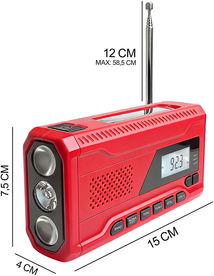 Extralink Radio Nešiojamasis radijo imtuvas su avariniu maitinimo bloku ir dinaminiu žibintuvėliu