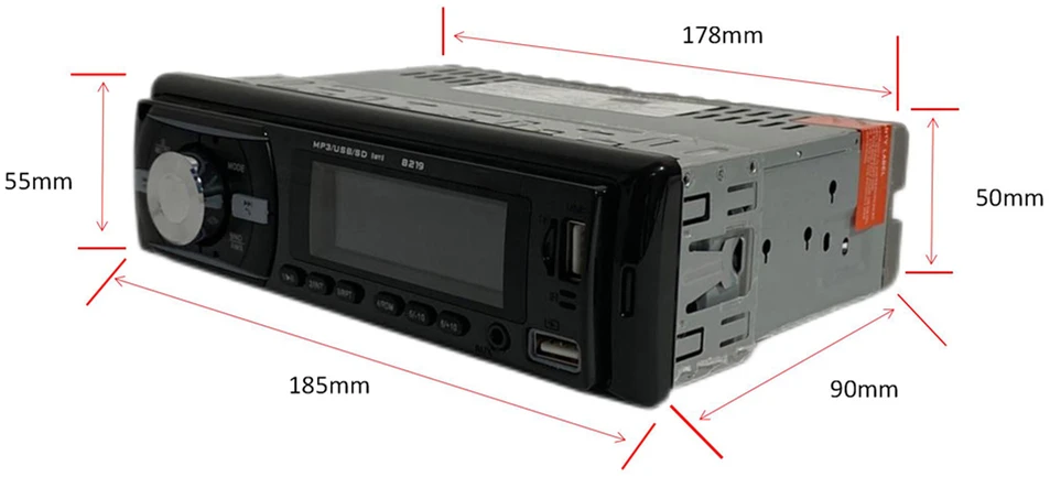 RTO automobilio radijas su „Bluetooth“ ir USB, MP3, AUX, spalvų deriniu