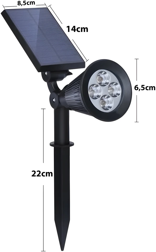 RTO Solarna lampa ogrodowa led wbijana reflektor czujnik zmierzchu punktowa - or1226
