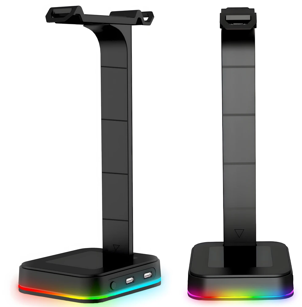 Stojak Ausinių laikiklis su stovas RGB apšvietimui ir USB šakotuvu