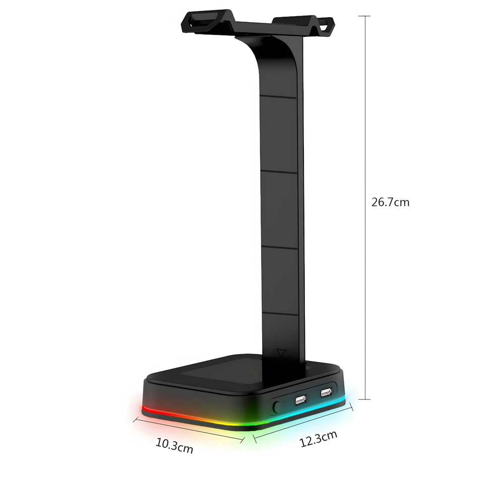 Stojak Ausinių laikiklis su stovas RGB apšvietimui ir USB šakotuvu