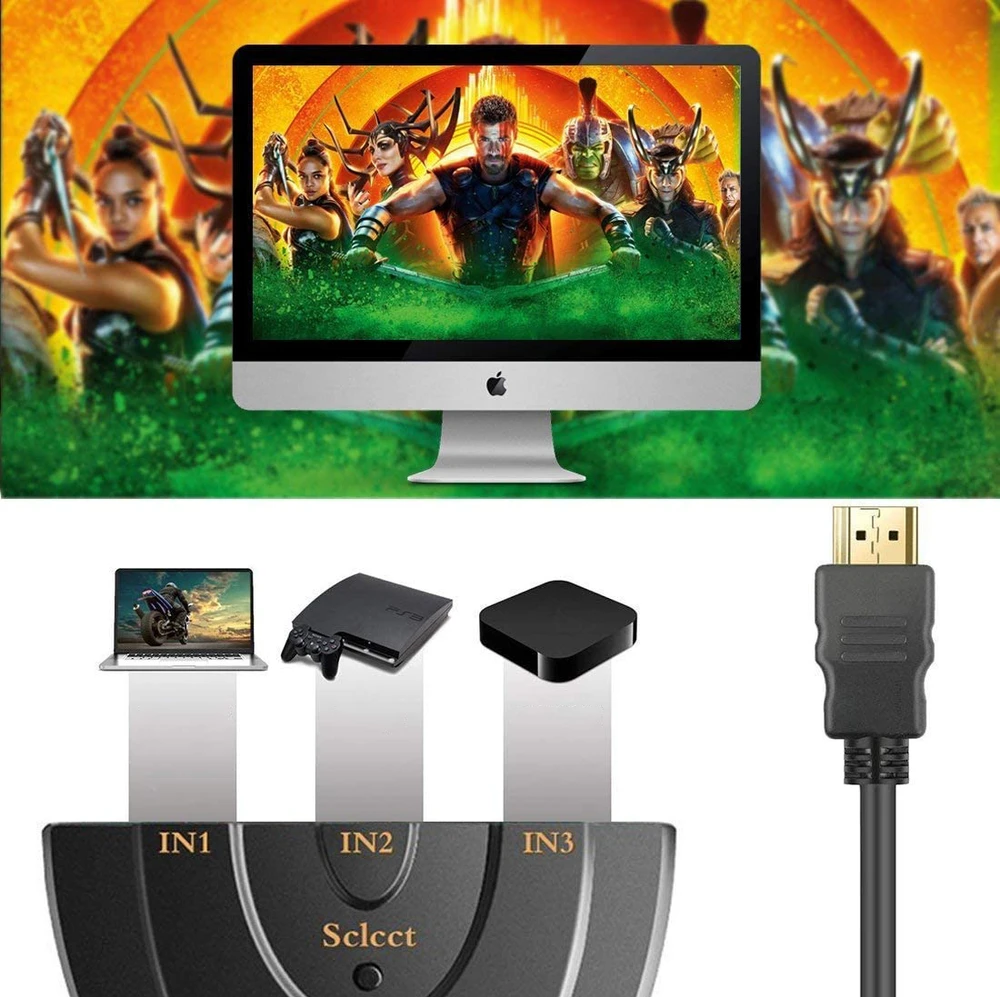 Retoo Switch HDMI jungiklis 3in1 „Full HD 4k“ skirstytuvas -E385