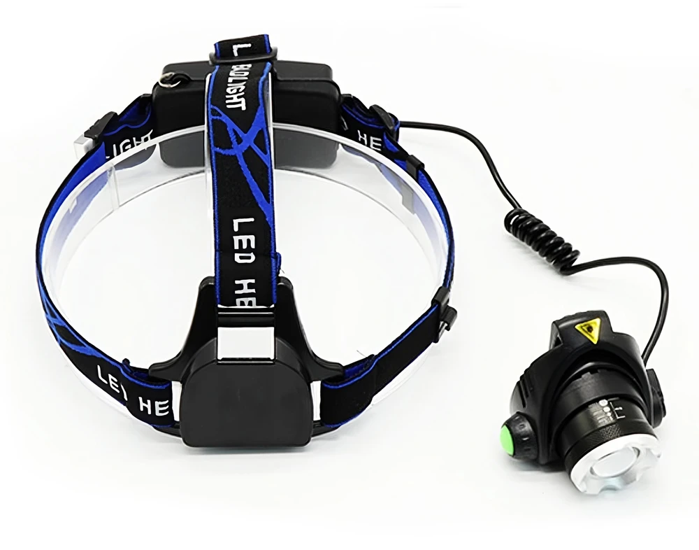 Latarka, LED galvos žibintuvėlis RETOO E485, įkraunamas, galingas su Zoom, IPX4, juodas