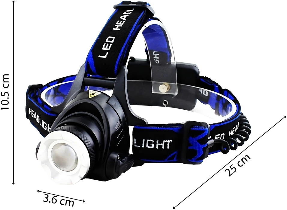 Latarka, LED galvos žibintuvėlis RETOO E485, įkraunamas, galingas su Zoom, IPX4, juodas
