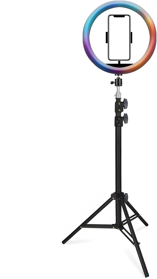 RTO Žiedinė lempa rgb led selfie ring statyw pilot + telefono laikiklis 21