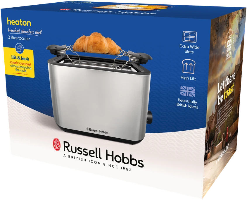 Russell Hobbs – Heaton šlifuoto 2 riekelių skrudintuvas – šlifuoto nerūdijančio plieno ir juodos spalvos