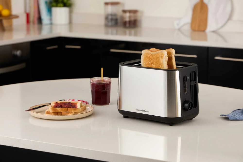 Russell Hobbs – Heaton šlifuoto 2 riekelių skrudintuvas – šlifuoto nerūdijančio plieno ir juodos spalvos