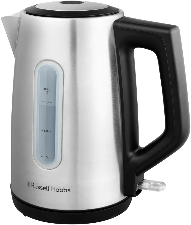 Russell Hobbs virdulys Heaton, šlifuotas nerūdijantis plienas su juodais akcentais, 1,7 l