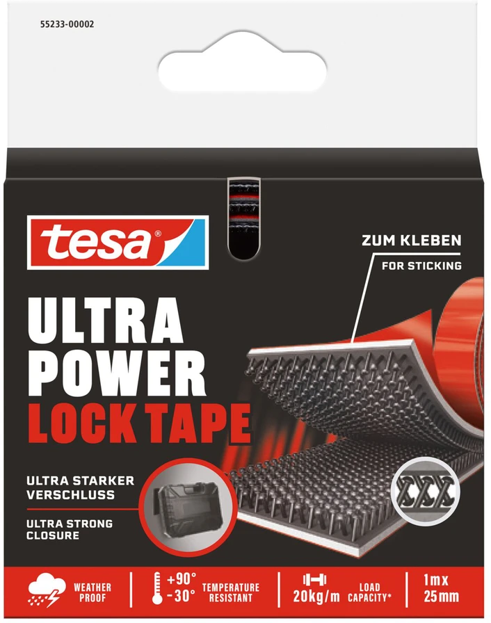 Rzep Lipni juosta, vidinė/išorinė, „Ultrapowerlock“, 1 pora, 1 m: 25 mm, juoda