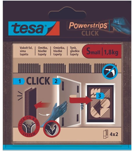 Tesa Rzep Lipnios vidinės „Velcro“ juostelės, 4 poros, ilgis 60 mm:20 mm, baltos