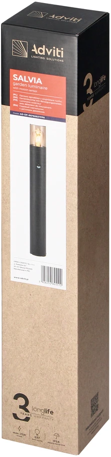 Orno SALVIA sodo šviestuvas su PIR jutikliu, E27, maks. 15 W, IP54, 50 cm, pilkas