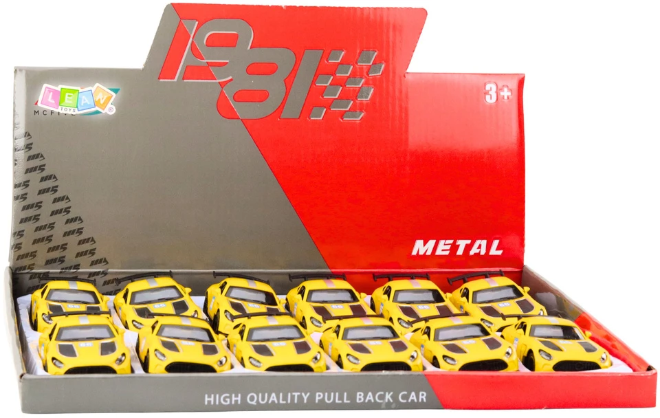 Lean Toys Lenktyninis automobilis metalinis 1:43 geltonas