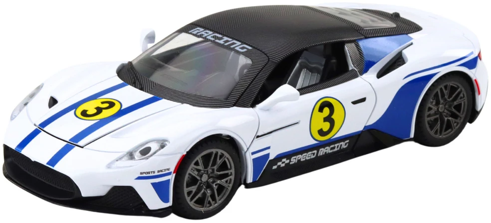 Lean Toys Metalinis sportinis automobilis su šviesomis, garsais, 1:22, baltas