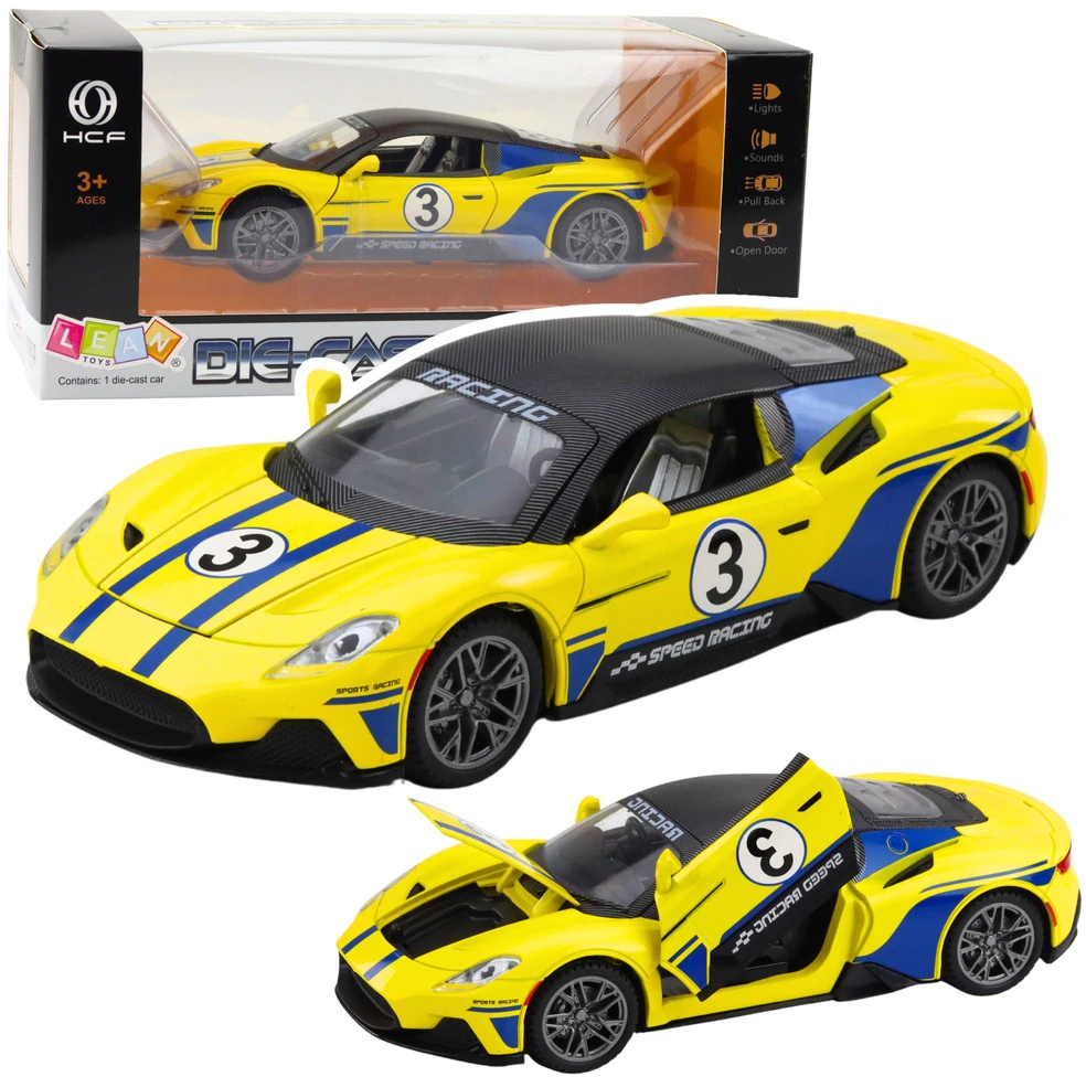 Lean Toys Metalinė sportinė mašina 1:22 su šviesos ir garso efektais