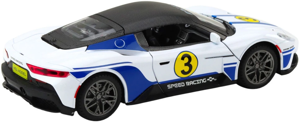 Lean Toys Metalinis sportinis automobilis su šviesomis, garsais, 1:22, baltas