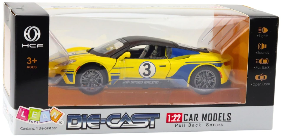 Lean Toys Metalinė sportinė mašina 1:22 su šviesos ir garso efektais