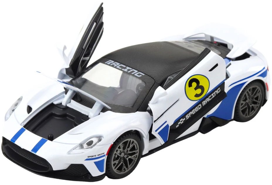 Lean Toys Metalinis sportinis automobilis su šviesomis, garsais, 1:22, baltas