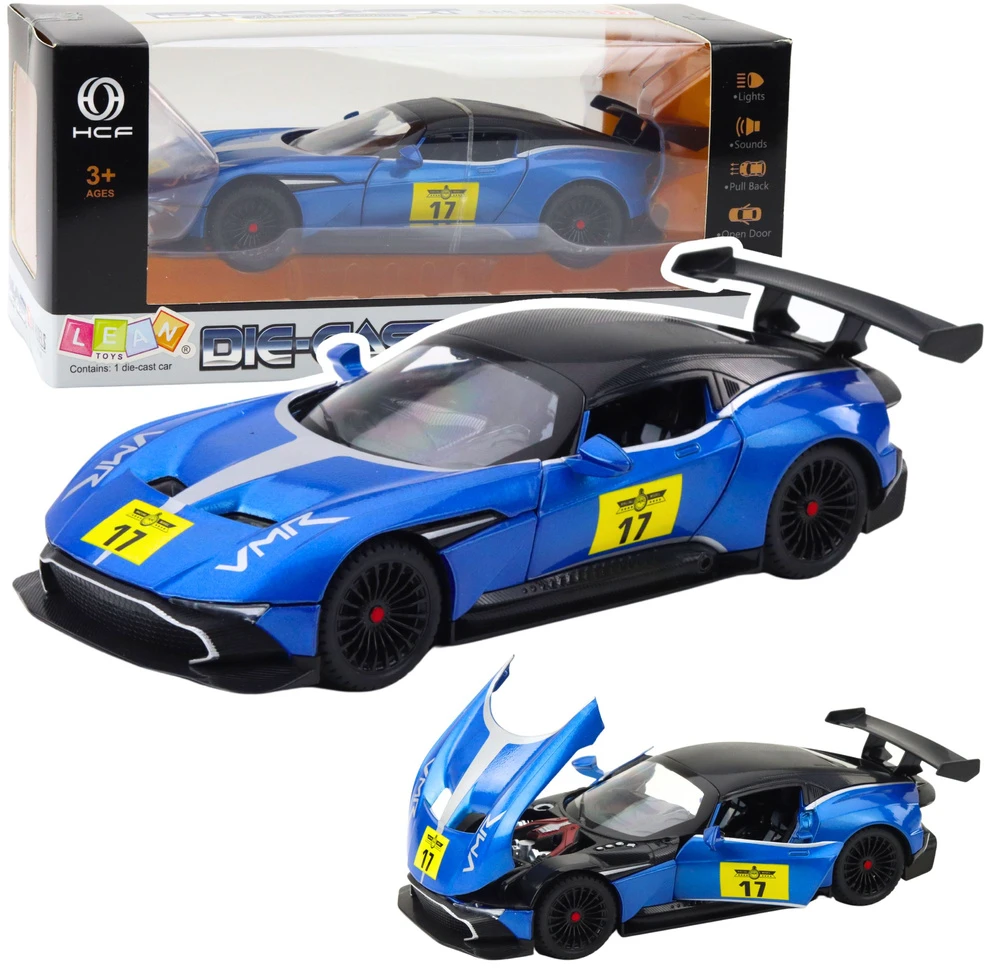 Lean Toys Metalinė sportinė mašina 1:22 su šviesomis ir garsu, mėlyna