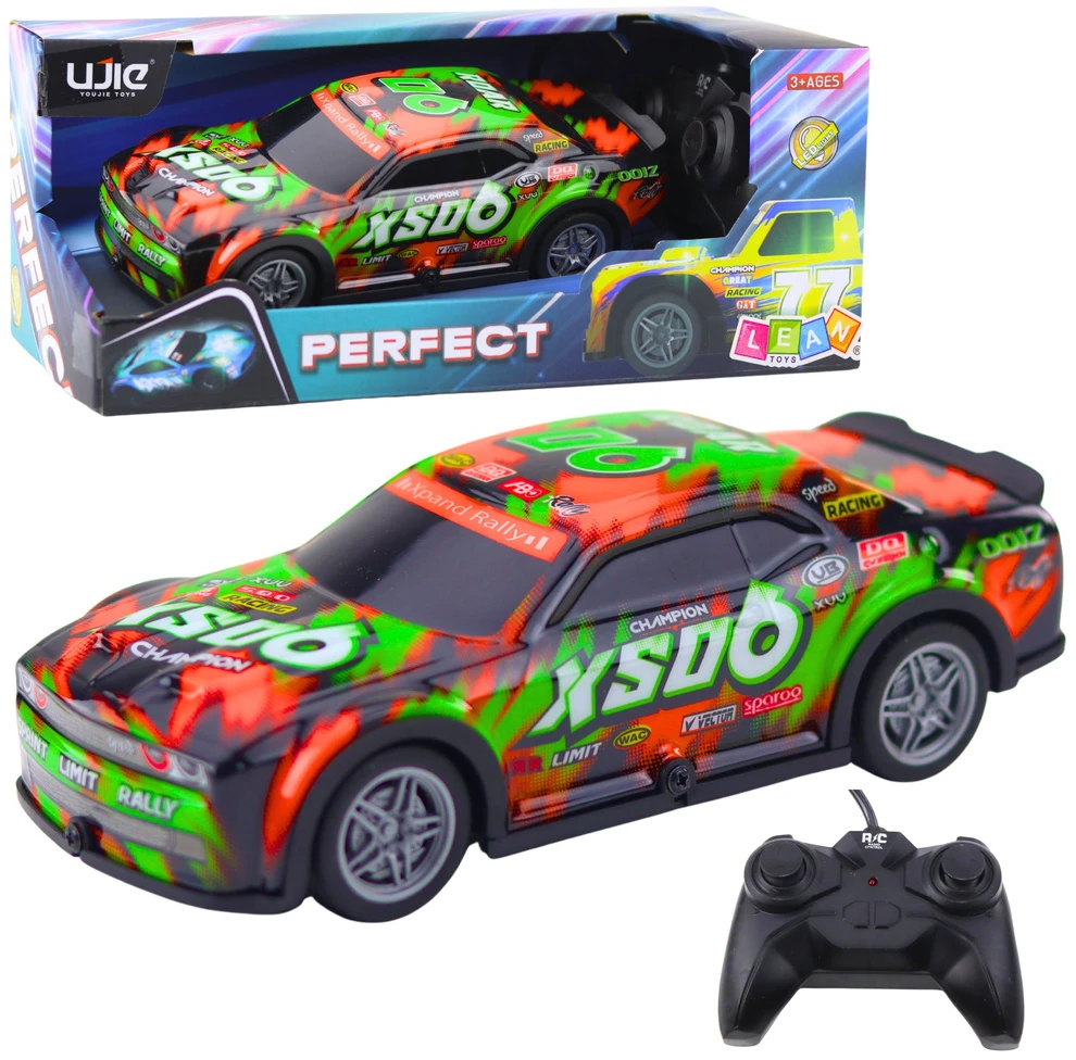 Lean Toys Nuotolinio valdymo lenktyninis automobilis su šviečiančiu korpusu 27MHz
