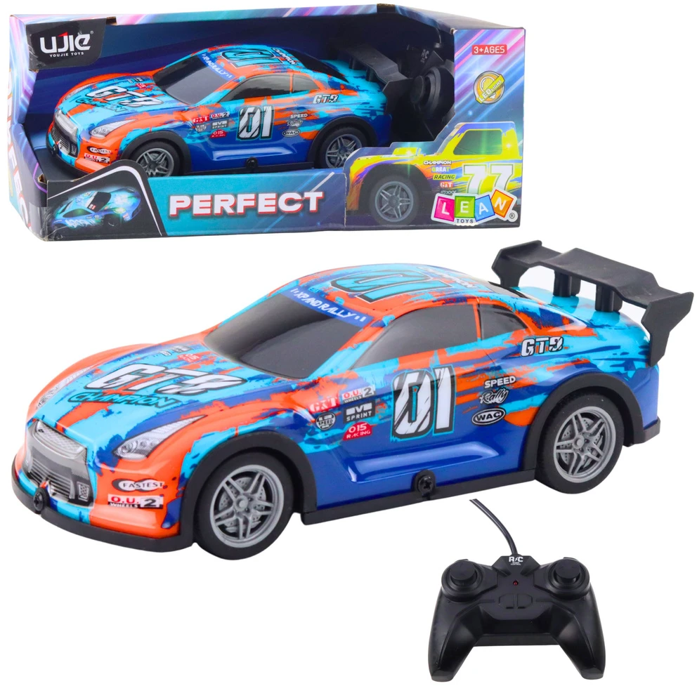 Lean Toys Nuotoliniu būdu valdomas lenktyninis automobilis su švytinčiu korpusu