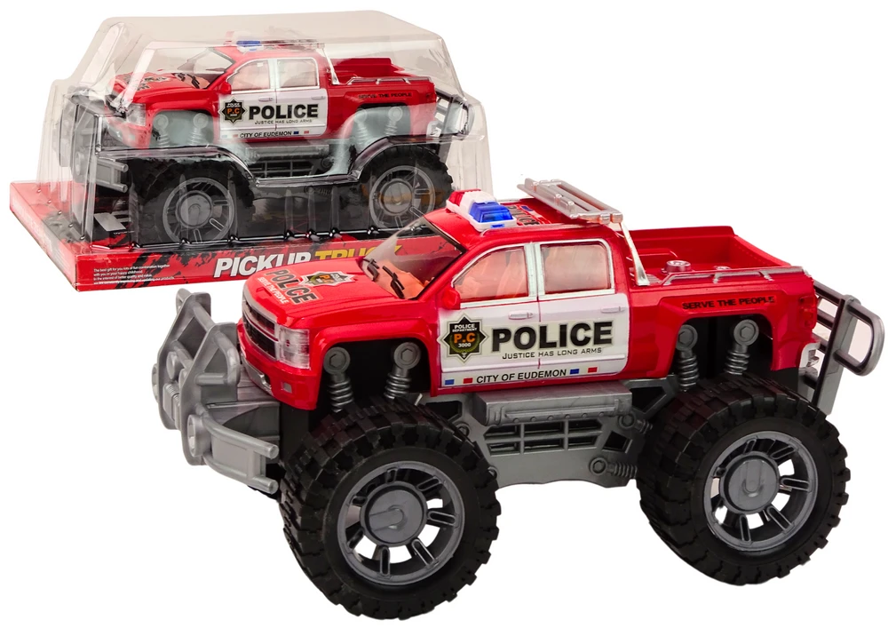 Lean Toys Raudonas visureigis policijos pikapas žaislas