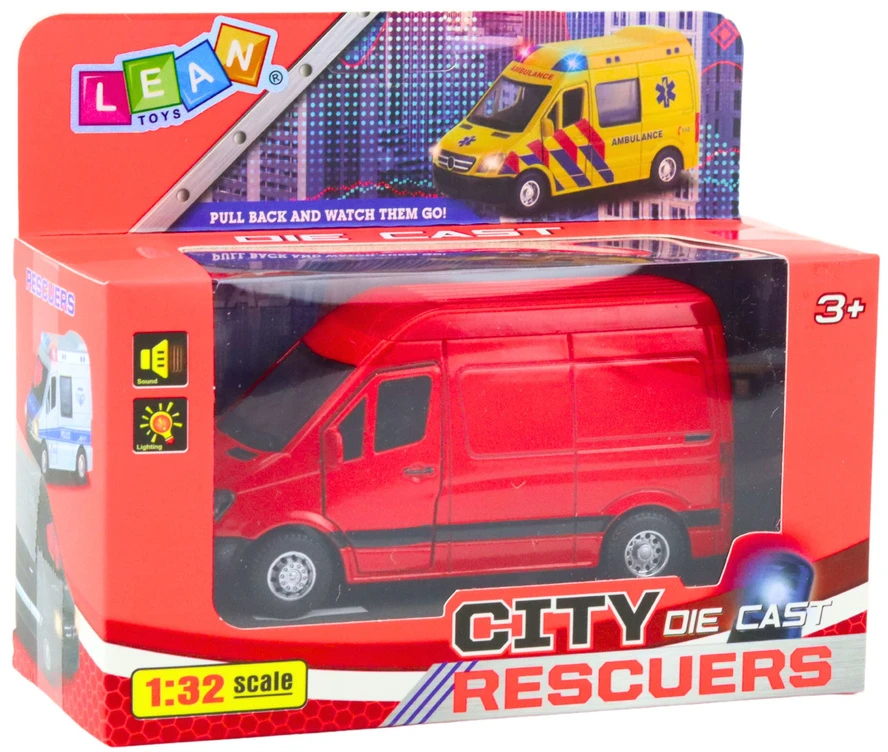 Lean Toys Metalinis kurjerio automobilis su šviesomis ir garsais, 12 x 6 x 7 cm