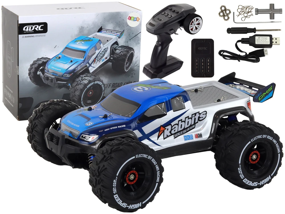 Nuotoliniu būdu valdomas automobilis Rabbits Off-Road Car 4-Wheel Drive Lean Toys, mėlynas