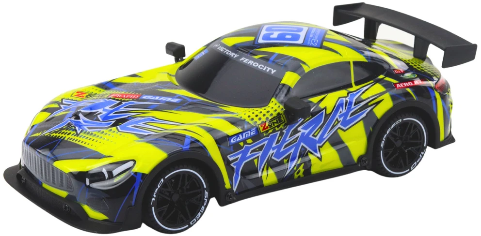 Lean Toys Nuotoliniu būdu valdomas lenktyninis automobilis su apšvietimu, geltonas