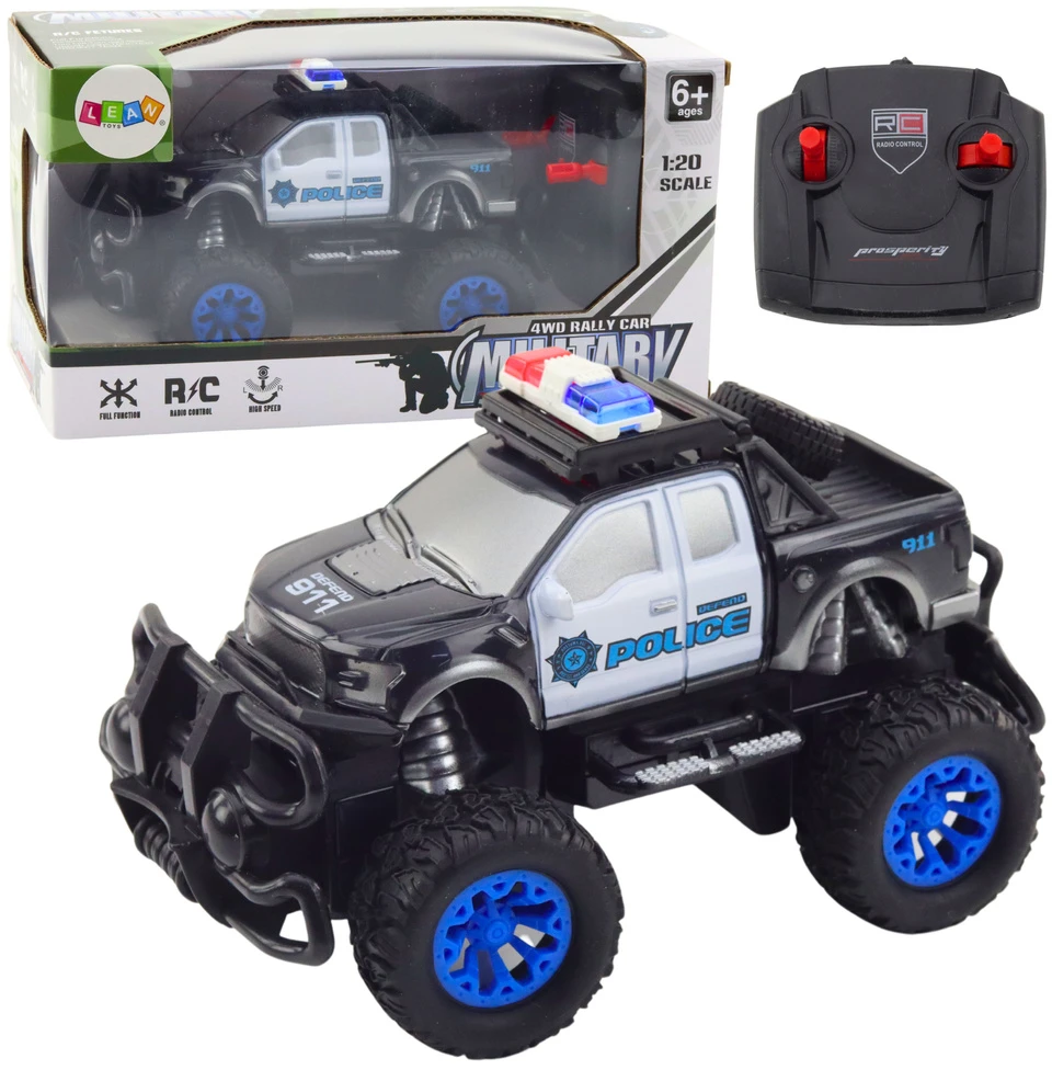 Lean Toys RC 1:20 Nuotoliniu būdu valdomas policijos visureigis