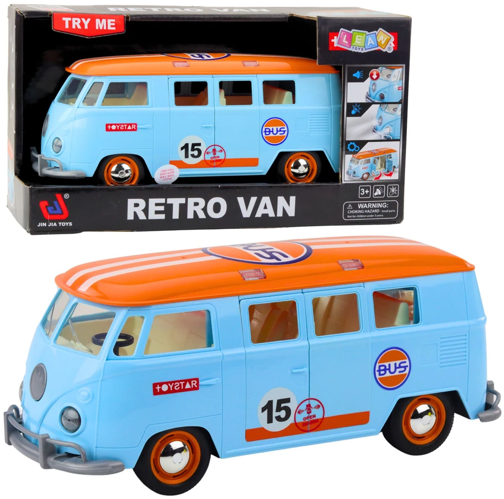 Lean Toys Žaislinis Retro Mikroautobusas su Šviesomis ir Garsu, 26.5x11x10.5 cm