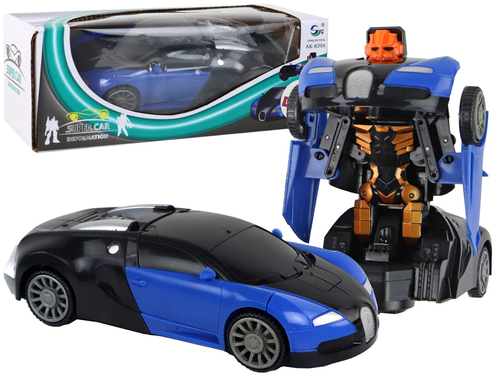 Automobilis - robotas 2in1 Lean toys Bugatti, mėlynas