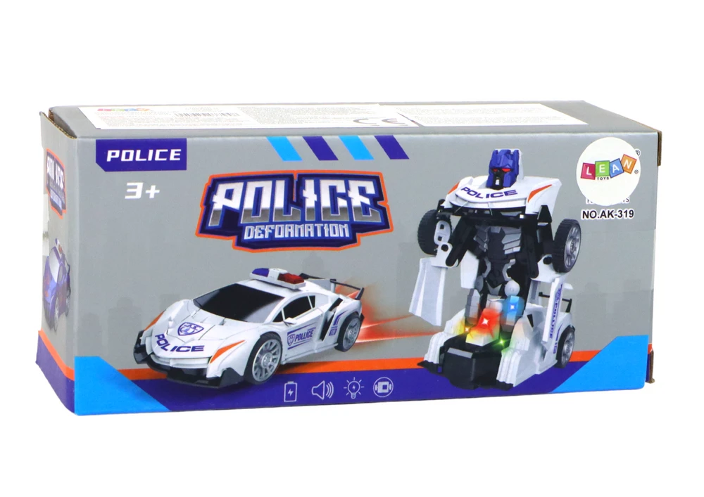 Automobilis - robotas 2in1 Lean toys, baltas