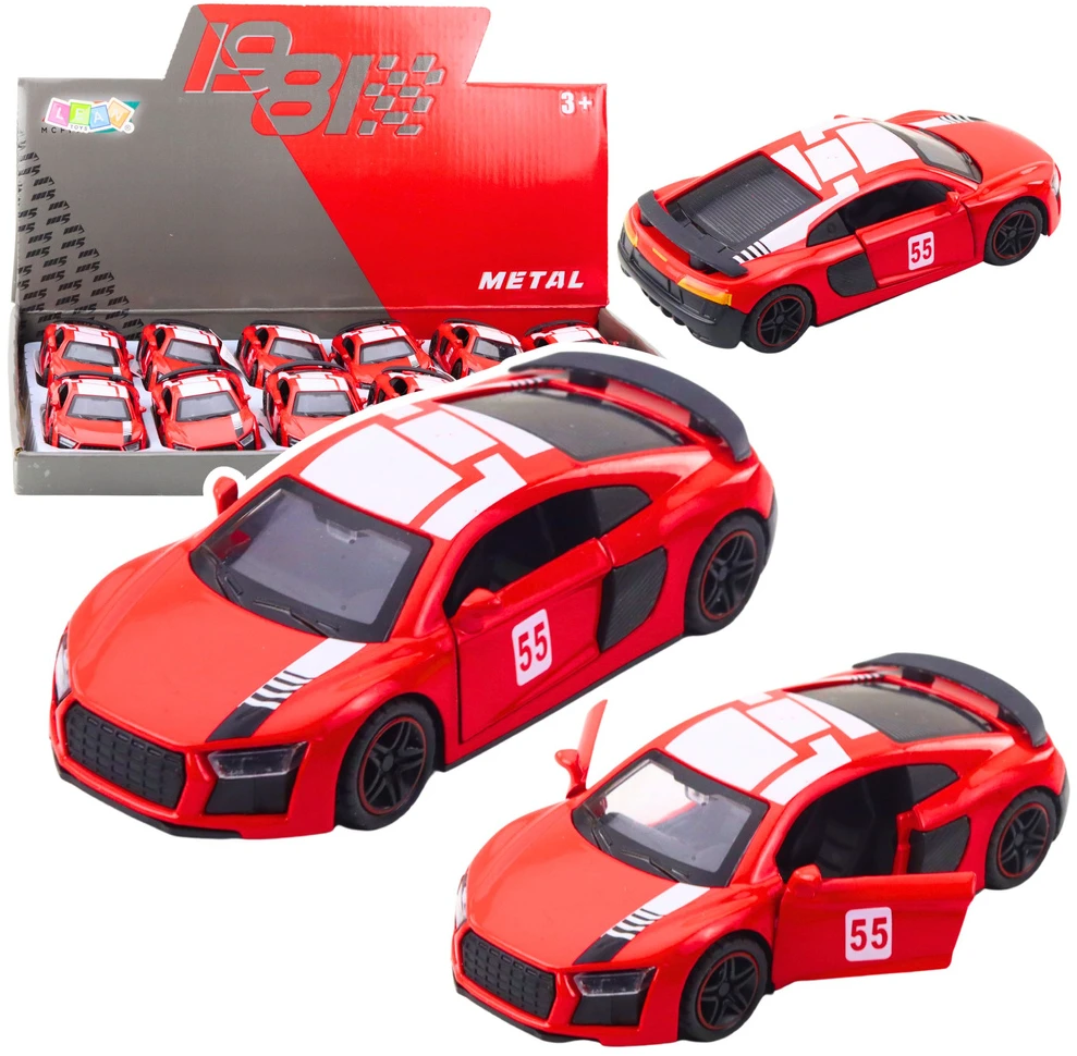 Lean Toys Metalinė sportinė mašina su atidaromomis durimis, raudona, 10.5 cm