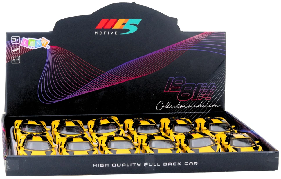 Lean Toys Lenktyninis automobilis metalinis 1:32 geltonas su atidaromomis durimis