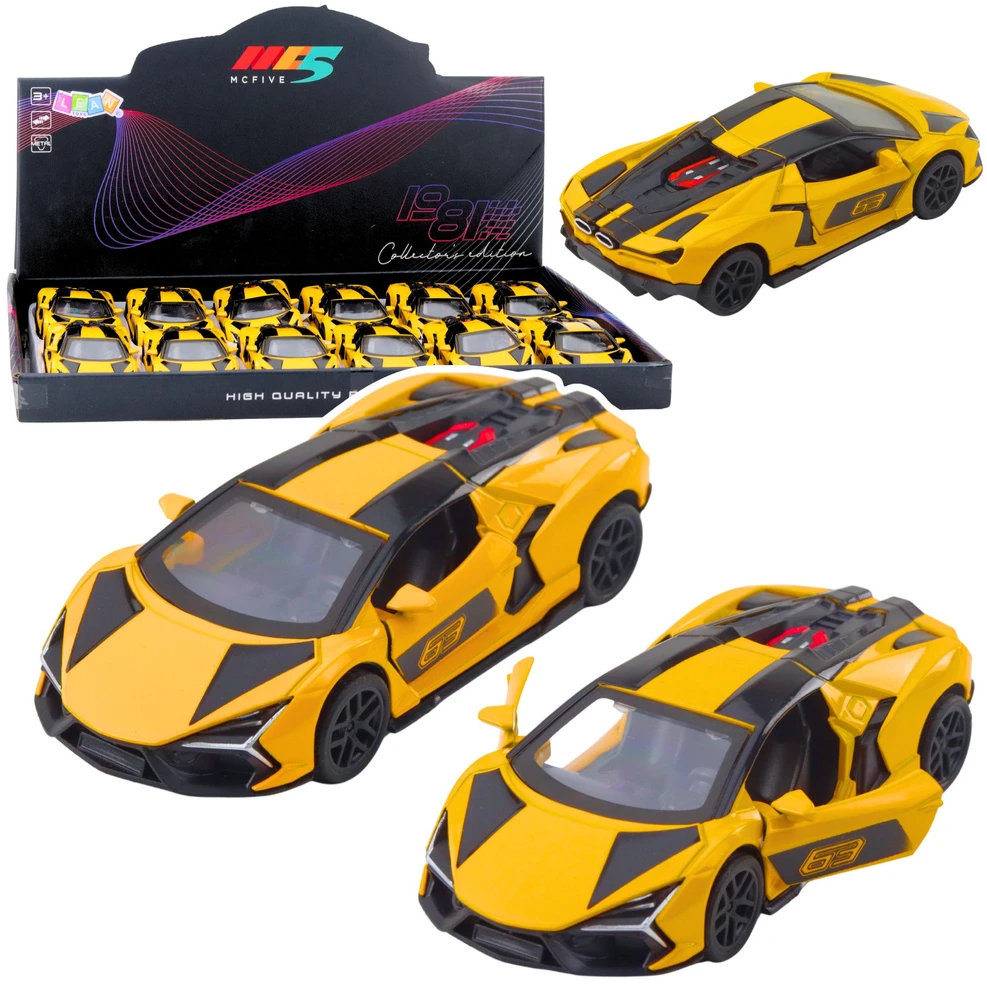 Lean Toys Lenktyninis automobilis metalinis 1:32 geltonas su atidaromomis durimis