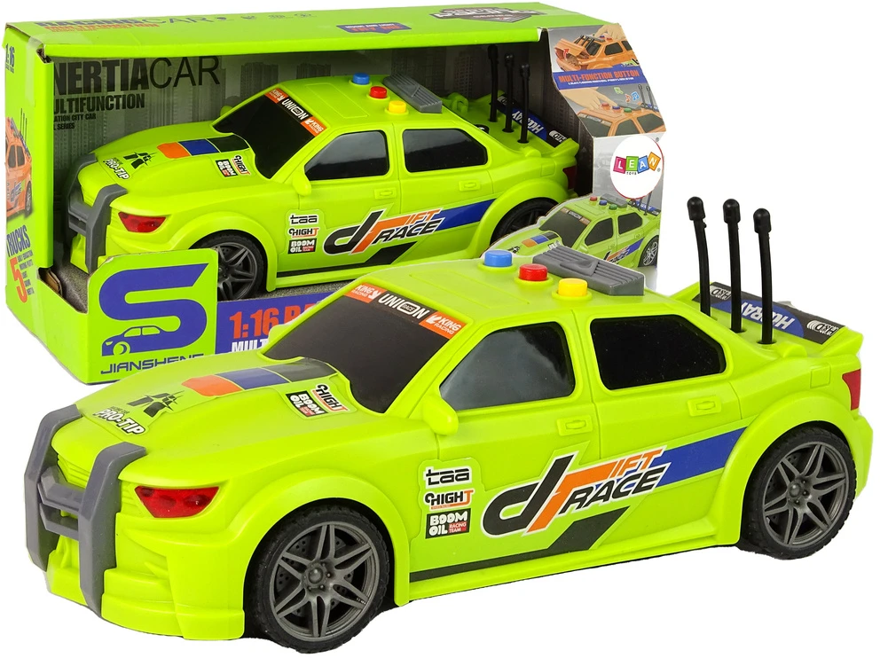 Lean Toys Žalias lenktyninis automobilis 1:16 su garsais