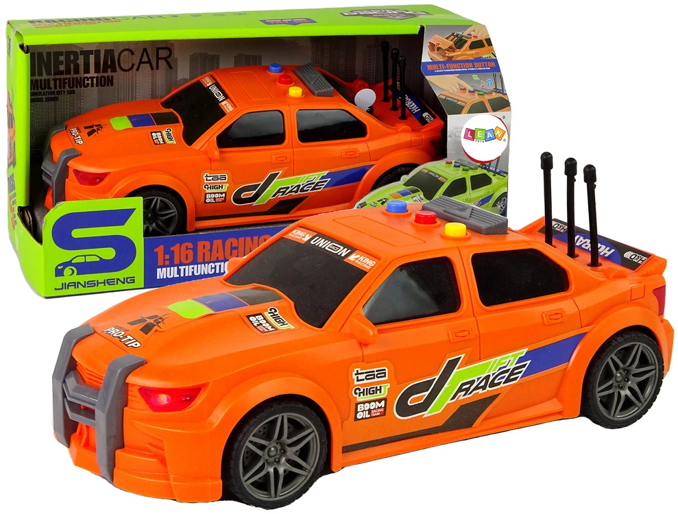 Lean Toys Vaikiškas lenktyninis automobilis su garsais, oranžinis, 1:16