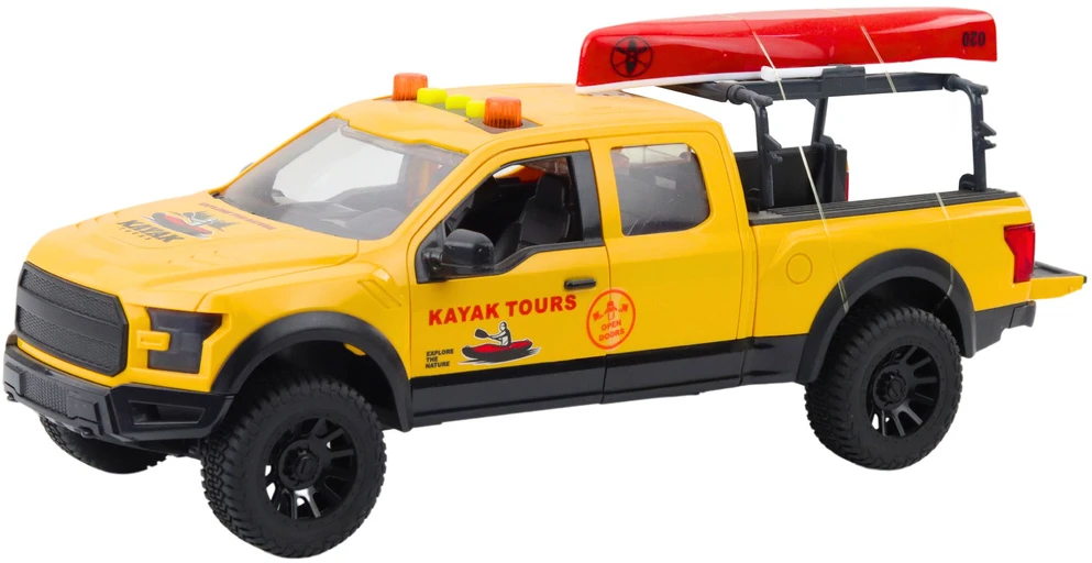 Lean Toys Žaislinis visureigis su baidare, šviesos ir garso efektais, 1:12