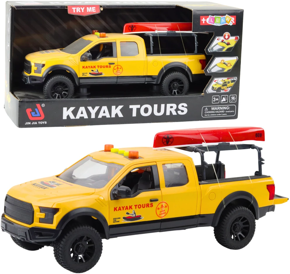 Lean Toys Žaislinis visureigis su baidare, šviesos ir garso efektais, 1:12