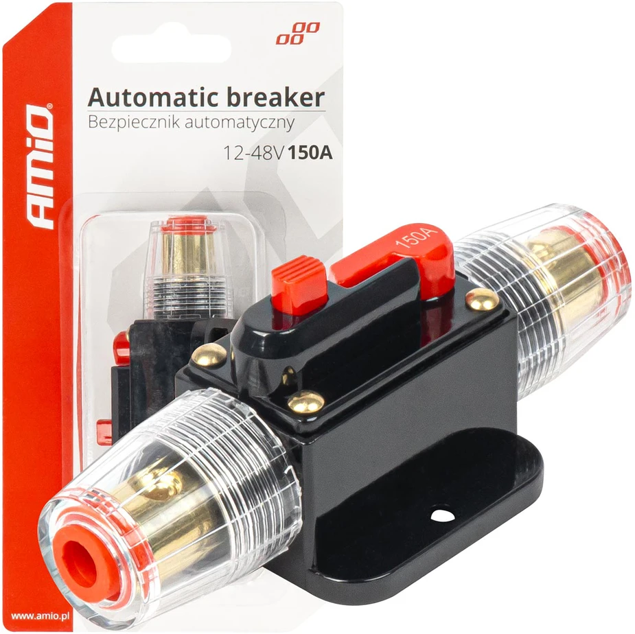 Automatinis automobilinis saugiklis / grandinės pertraukiklis 12-48V 150A AMIO-03823