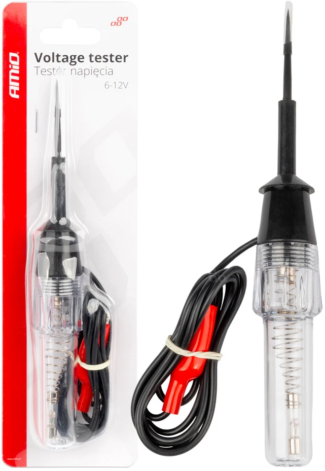 Automobilinis įtampos testeris 6–12V su „krokodilo“ gnybtu, AMIO-04272