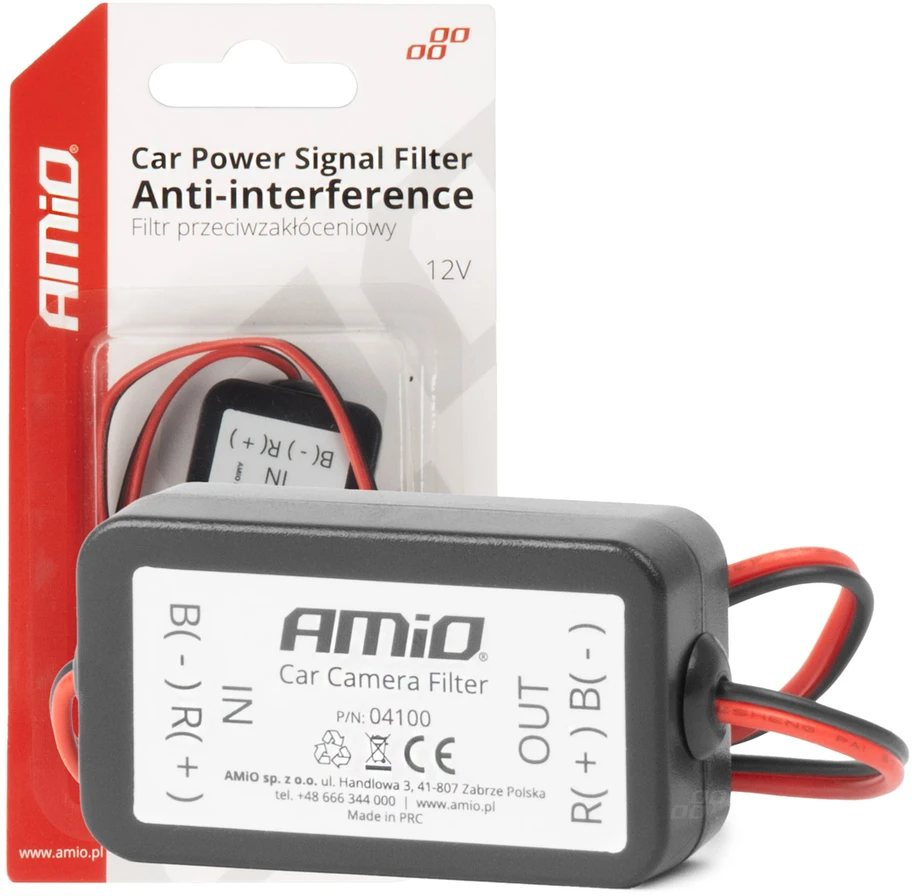 Automobilinis signalo filtras nuo trukdžių 12V AMIO-04100