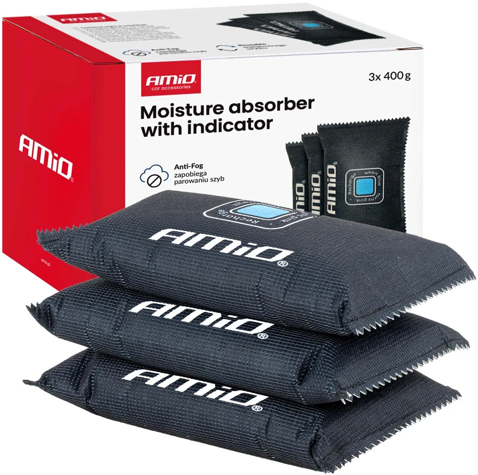 Automobilinis drėgmės sugėriklis su indikatoriumi, 3 × 400g AMIO-04878